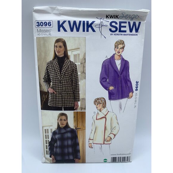 Kwik Sew Misses Coat Jacket Sewing Pattern sz XS-XL 3096 - uncut - Picture 1 of 2